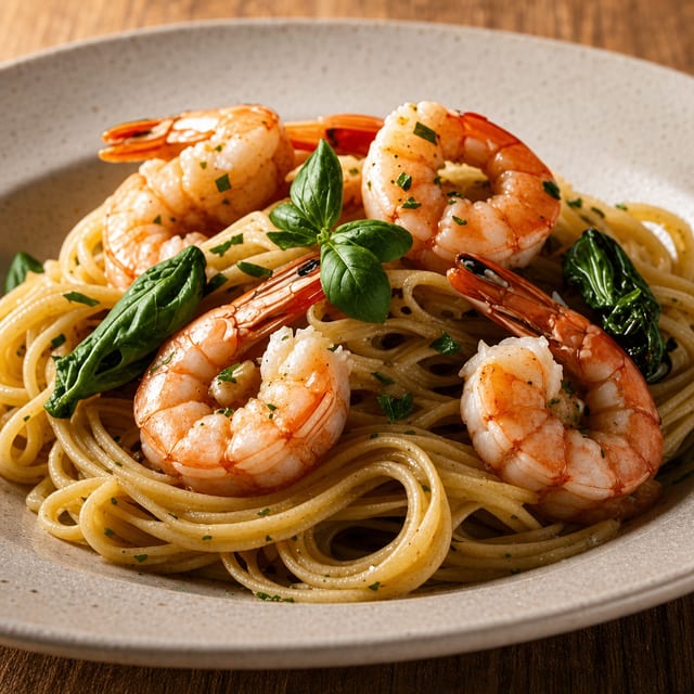 Grilled Shrimp Linguine Pasta.